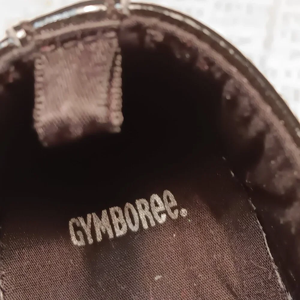 Gymboree baby infant black patent leather lace up dress formal crib shoes sz 4